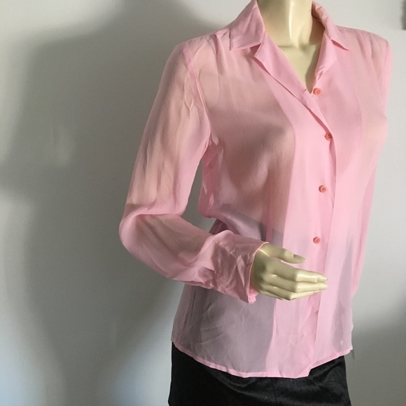 {new} DKNY Pink silk button down blouse - Picture 4 of 8